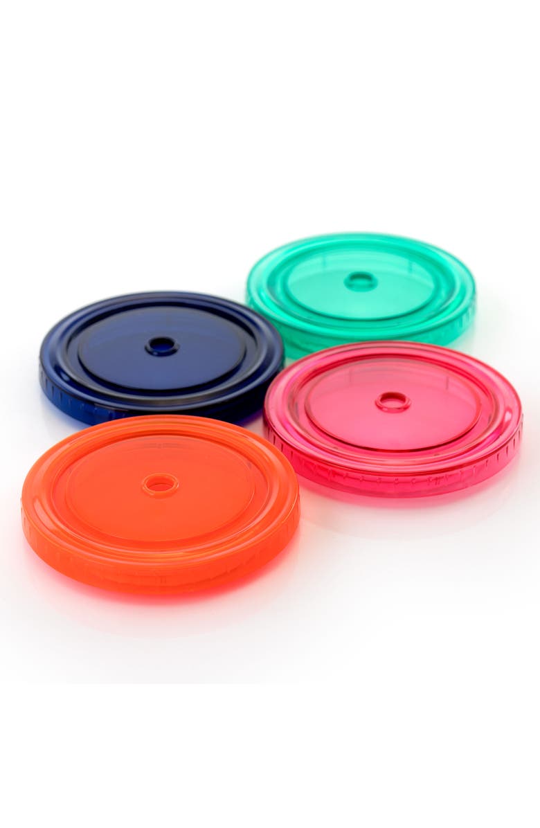 Gibson Home Tropical Bird 4 Piece 23.6 Ounce Double Wall Tumbler Set with Straw, Alternate, color, Clear