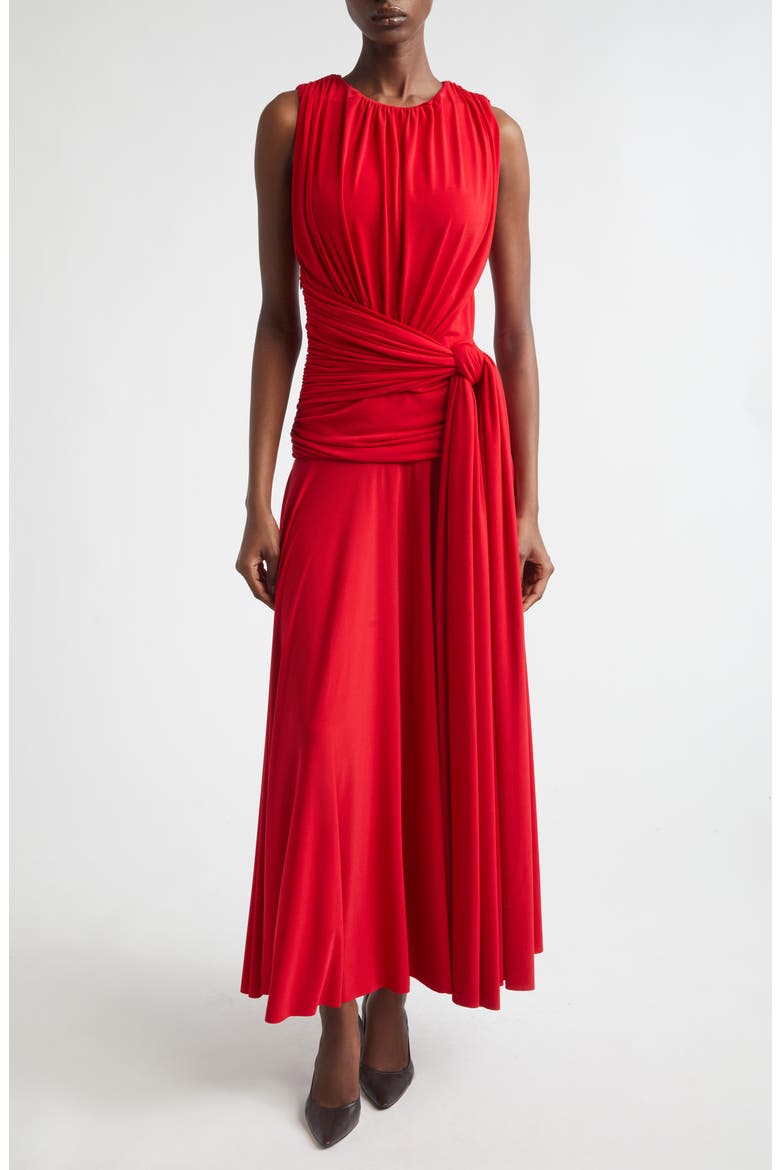 The Isadora Draped Jersey Maxi Dress, Main, color, RED