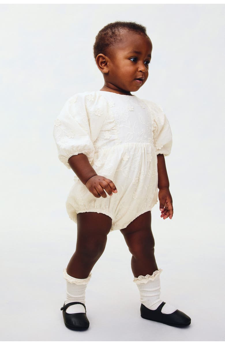 H&M Broderie Anglaise Romper Suit, Alternate, color, Cream