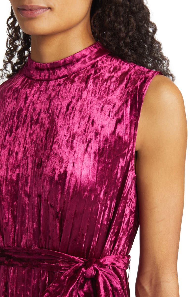 Tahari ASL Halter Neck Crushed Velvet Midi Dress, Alternate, color,