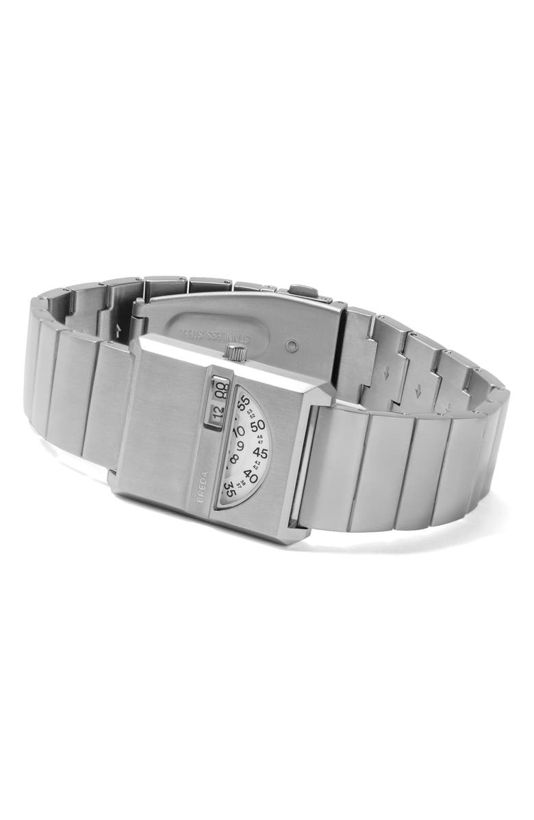 BREDA Pulse Tandem Stainless Steel Bracelet Watch, 26mm, Alternate, color, Silver