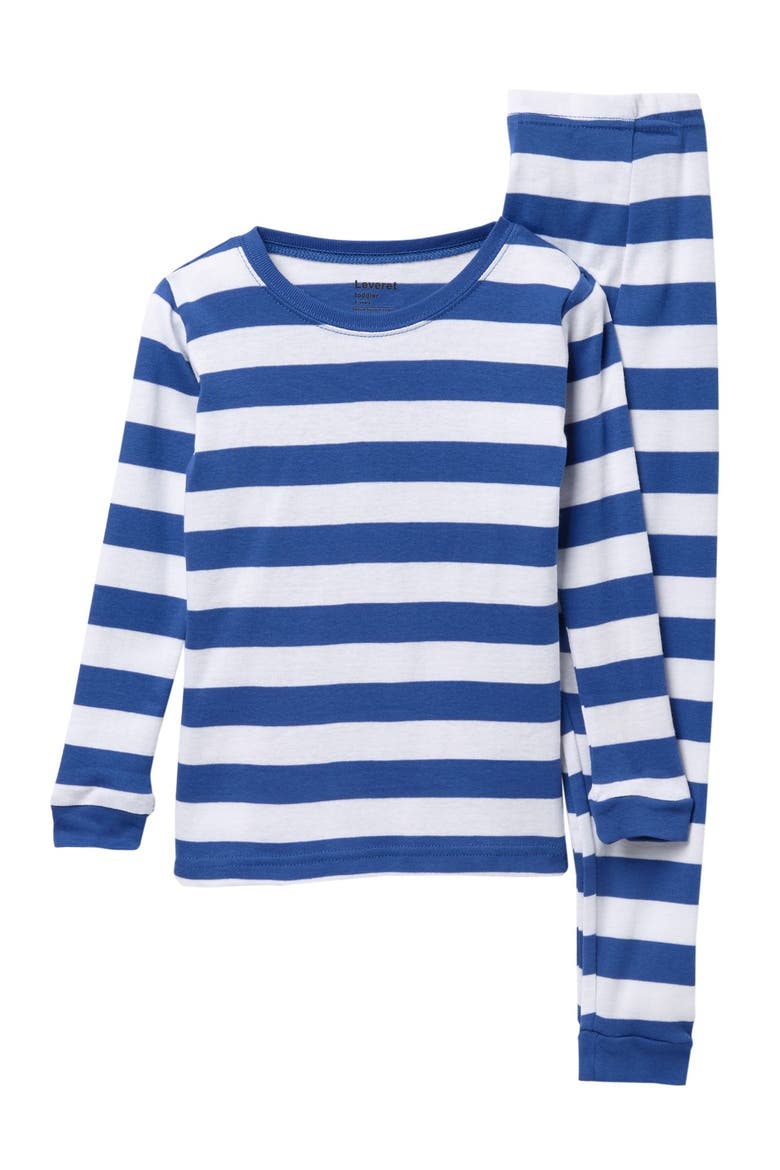 Kids Two-Piece Striped Cotton Matching Family Pajamas, Main, color, BLUE/WHITE STRIPES