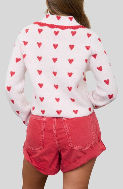 Blu Pepper Heart Peter Pan Collar Cardigan In White