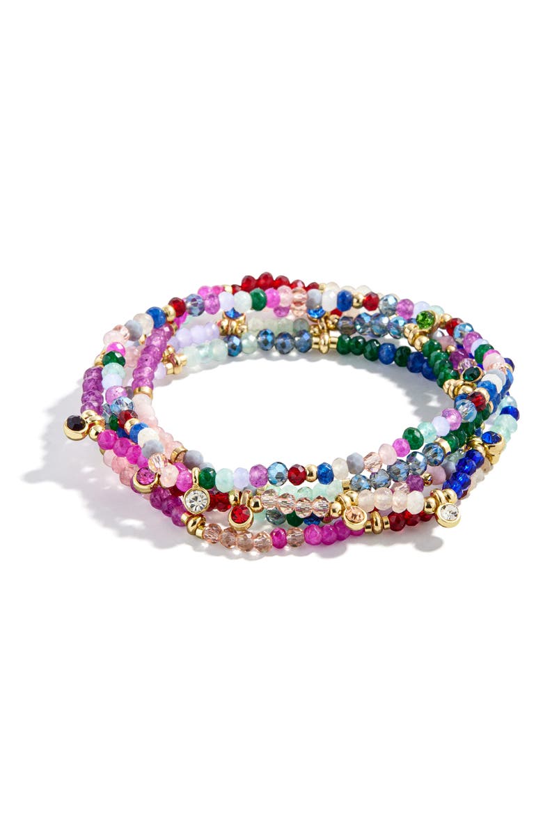 BaubleBar Indya Assorted 5-Pack Semiprecious Stone Bracelets, Main, color, Pink Multi