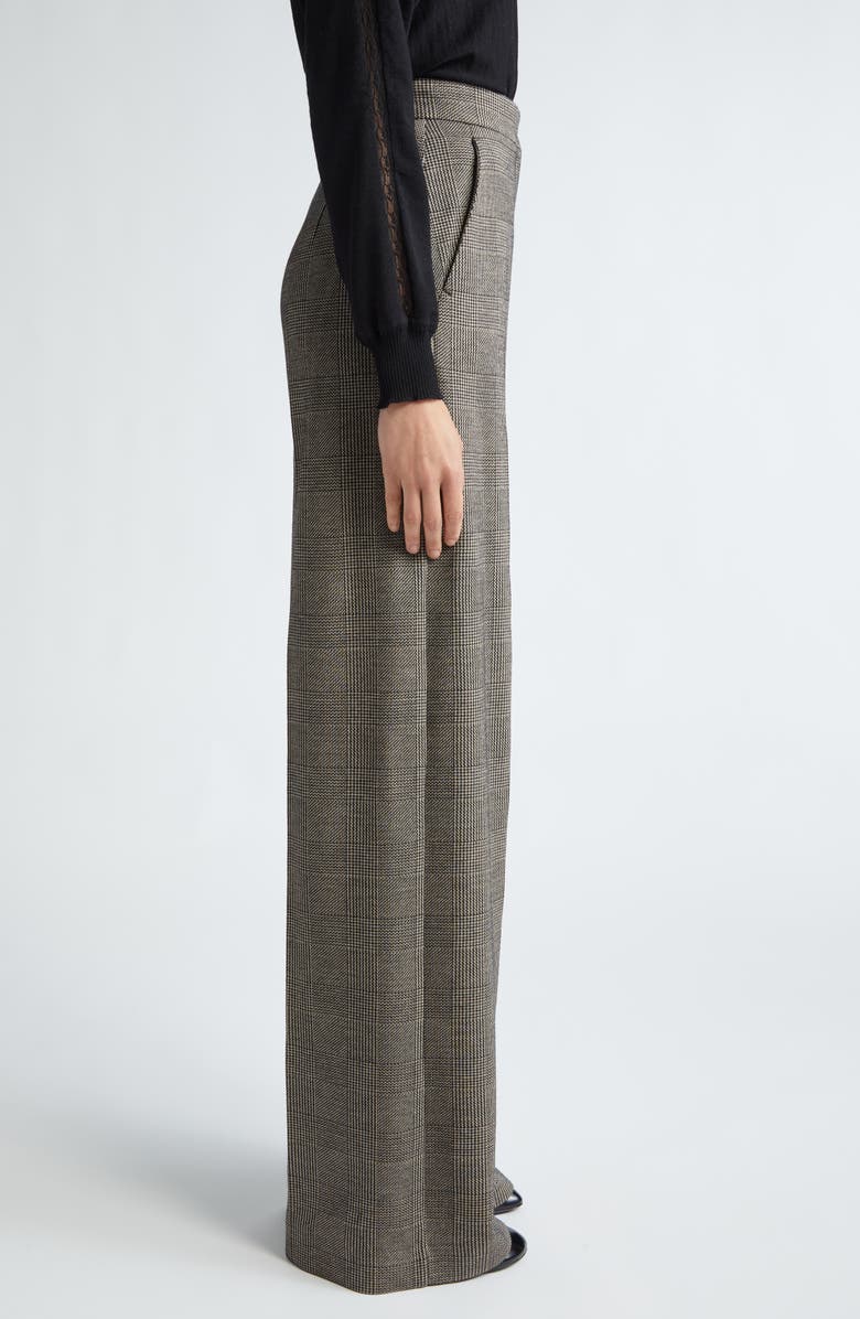 Max Mara Cognac Check Wide Leg Wool Blend Jersey Pants, Alternate, color,