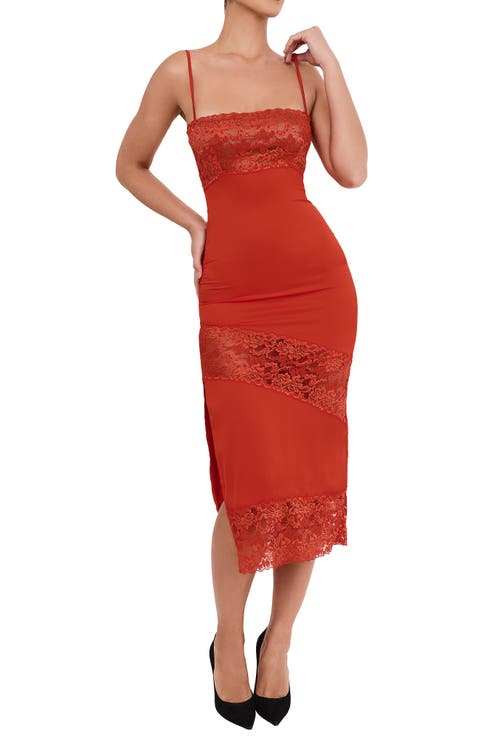Lace Panel Midi Cocktail Dress
