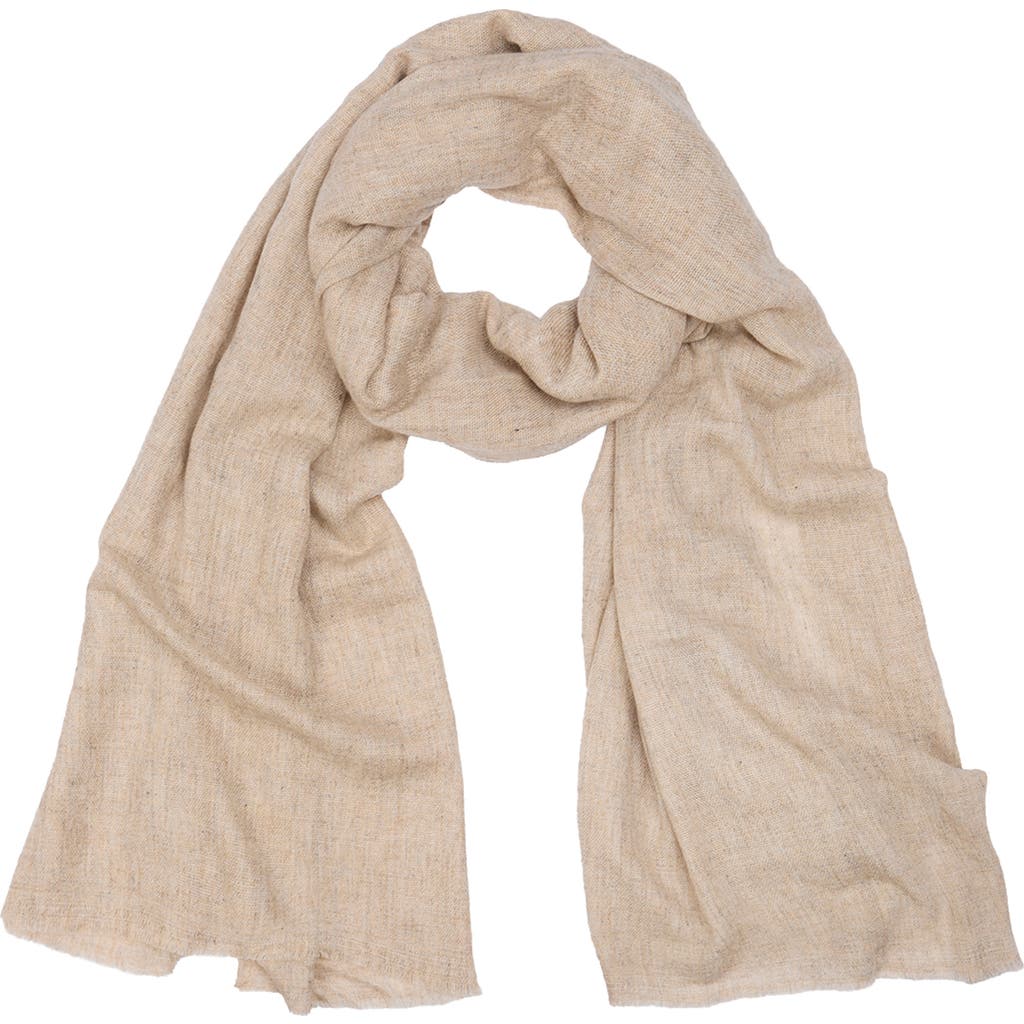 Saachi Wool Blend Fringe Scarf In Light Beige