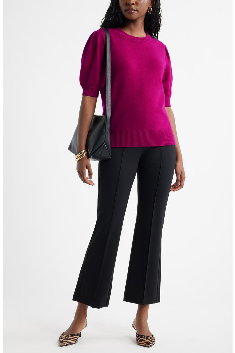 Puff Sleeve Wool & Cashmere Sweater, Alternate, color, PINK PLUMIER