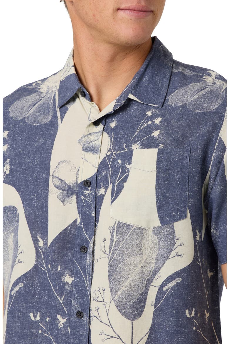 Standard Fit OG Floral Print Short Sleeve Button-Up Shirt, Alternate, color, NIGHTSHADOW BLUE