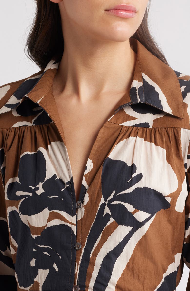Cleobella Arabella Print Long Sleeve Cotton Poplin Midi Shirtdress, Alternate, color, Smoked Clover