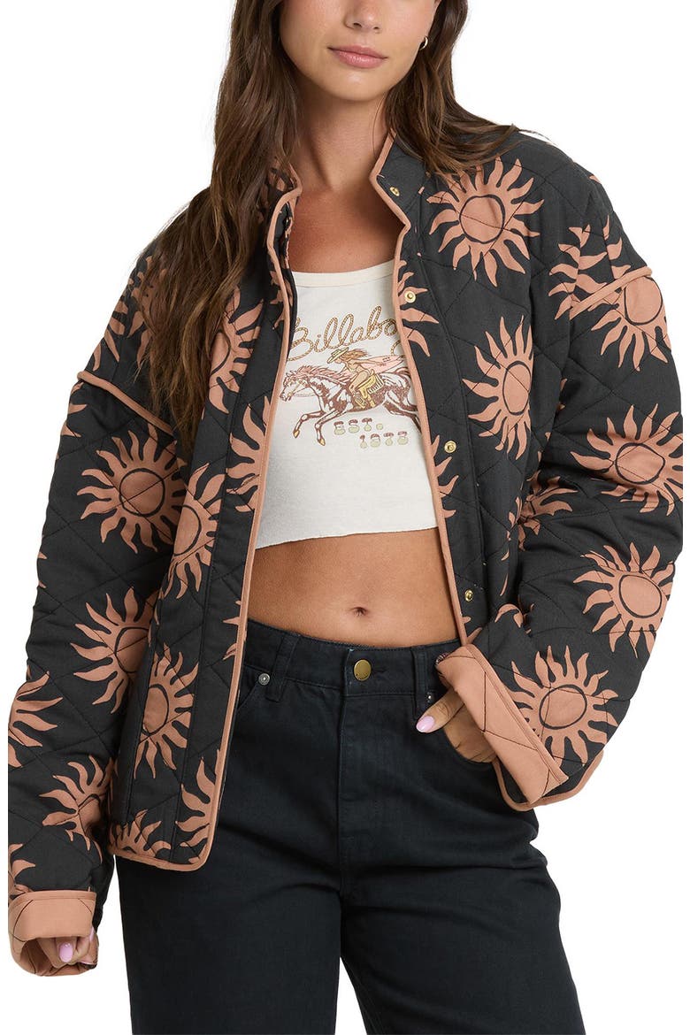 Folk Story Quilted Jacket, Main, color, BLACK SANDS
