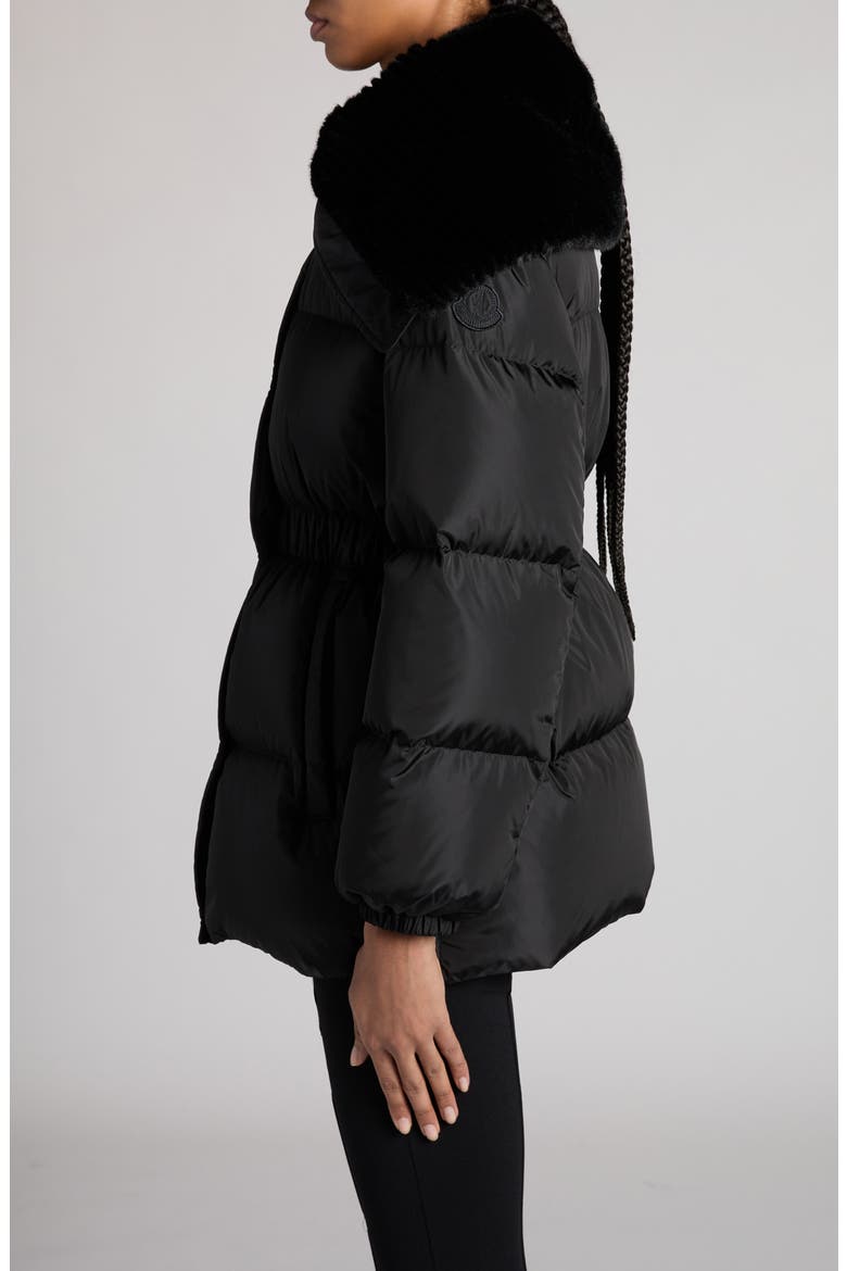 Brasseurs Down Jacket with Faux Fur Trim, Alternate, color, BLACK