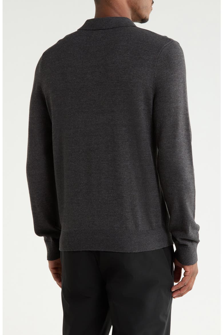 Long Sleeve Polo Sweater, Alternate, color, GREY DARK CHARCOAL HEATHER