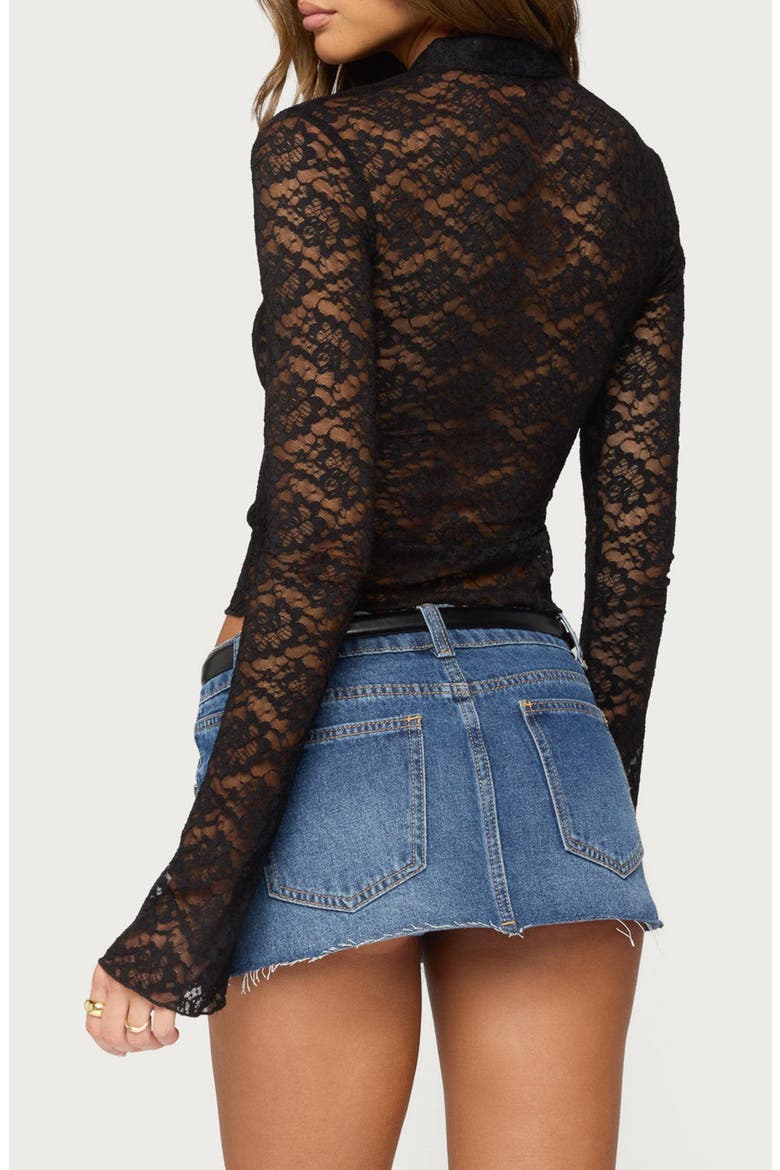 Faela Sheer Lace Bell Sleeve Top, Alternate, color, BLACK