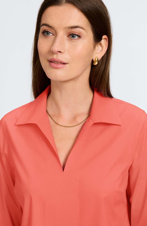 Foxcroft Agnes Split Cuff Popover Blouse In Tangerine