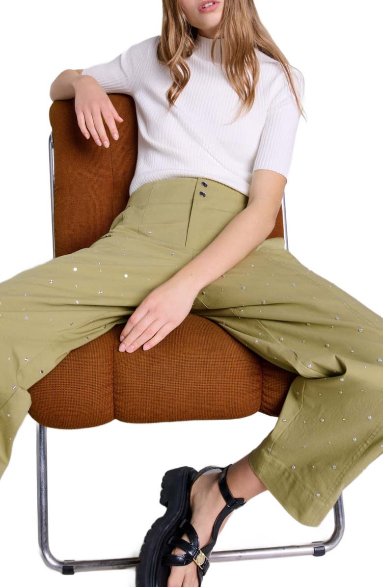 maje Cotton and silk ribbed top, Alternate, color, Ecru