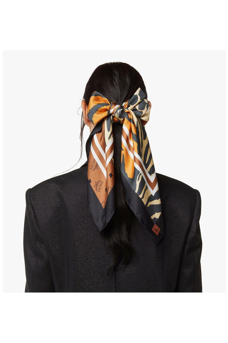 Animalier Silk Scarf, Alternate, color, Cognac
