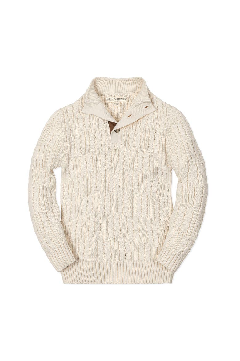 Kids' Organic Mock Neck Cable Sweater, Main, color, Ivory Twist Cable