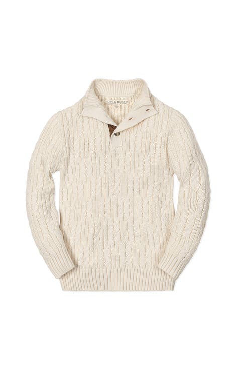 Kids' Organic Mock Neck Cable Sweater