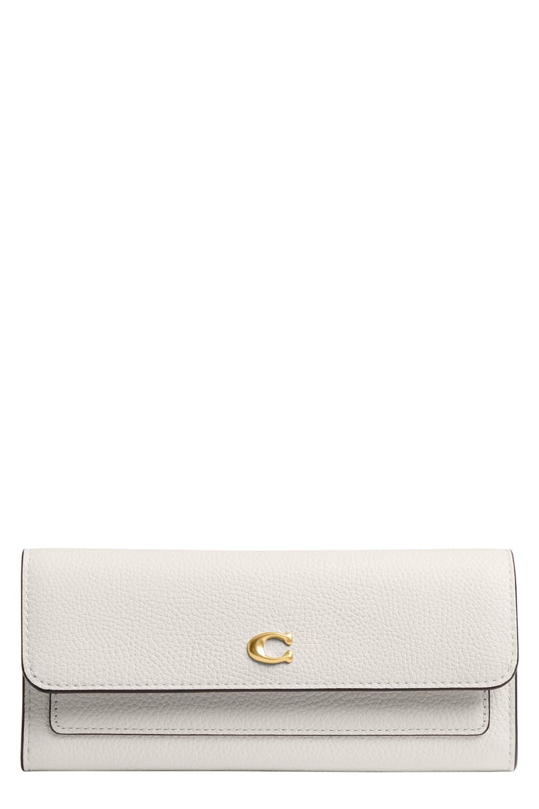 Slim Essential Polished Pebble Leather Wallet, Main, color, B4/CHALK