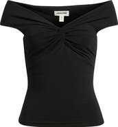 Open Edit Twist Front Off the Shoulder Top