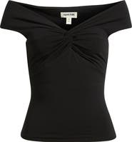 Open Edit Twist Front Off the Shoulder Top