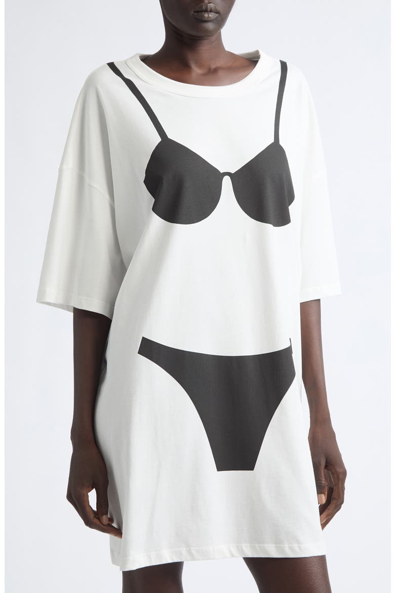 Oversize Trompe l'Oeil Lingerie Tall Graphic T-Shirt, Alternate, color, WHITE