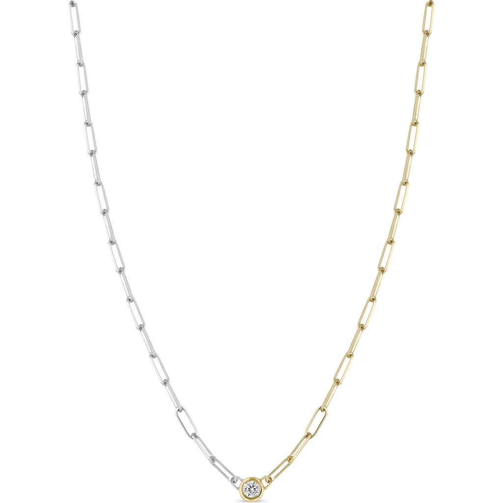 Zoë Chicco Diamond Bezel Mixed Paper Clip Chain Necklace In 14k Yellow Gold