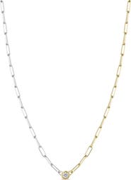 Zoë Chicco Diamond Bezel Mixed Paper Clip Chain Necklace
