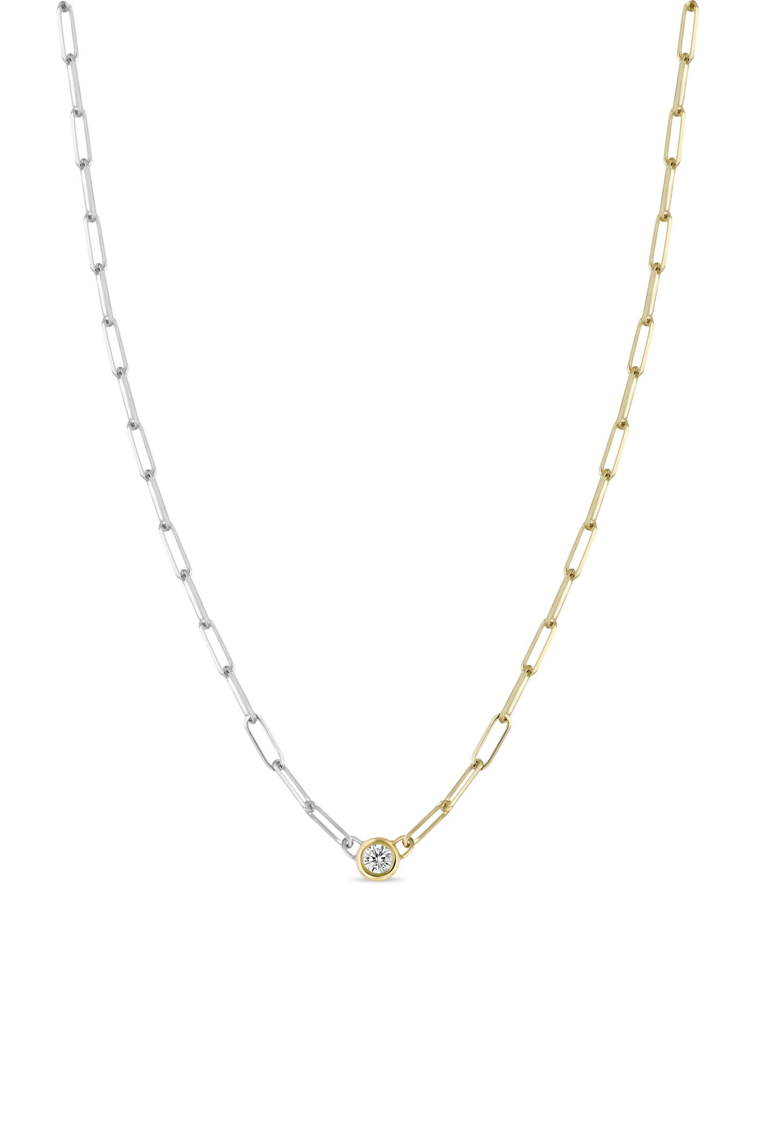 Paper Chain Coding Zoë Chicco Diamond Bezel Mixed Paper Clip Chain Necklace (Women ...