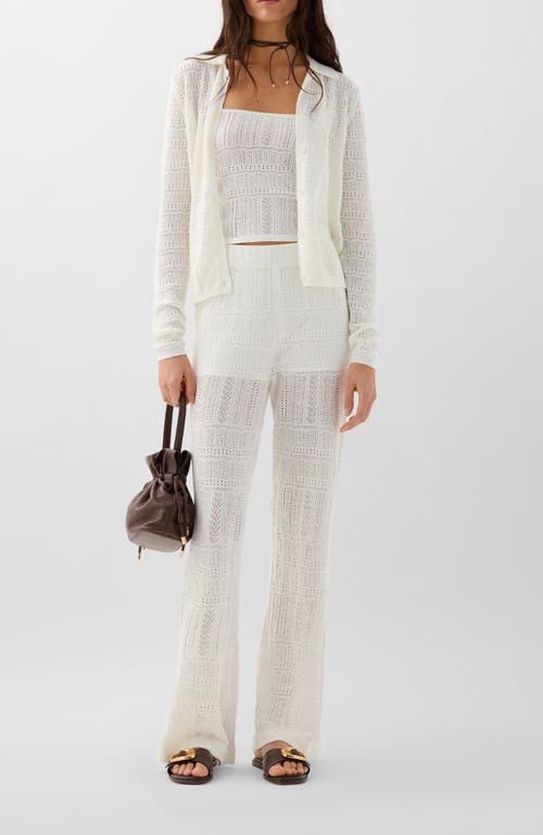Scalpers Pointelle White Cardigan In White