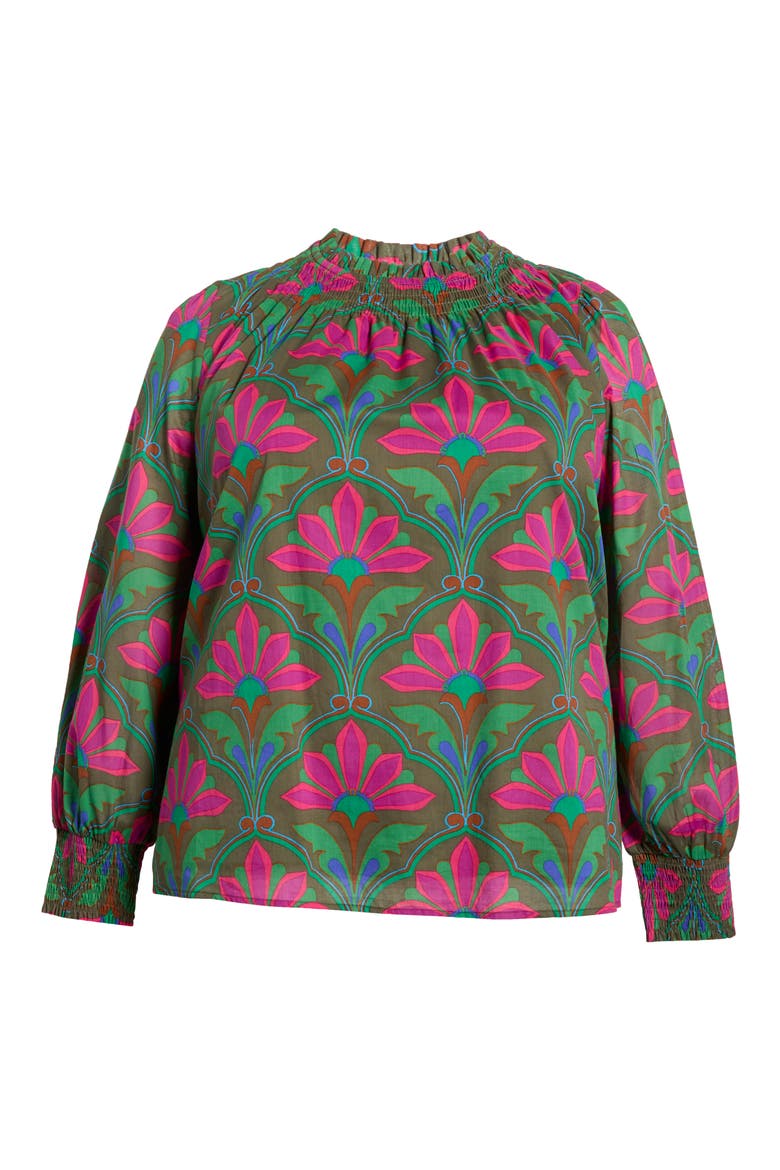 Evanna Floral Noehmi Smocked Top, Alternate, color, KELLY-GREEN-PINK