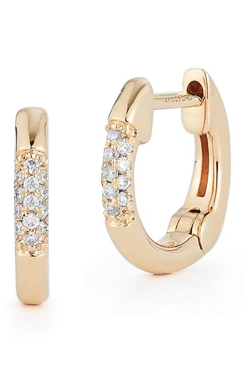 Micro Dome Diamond Huggie Hoop Earrings