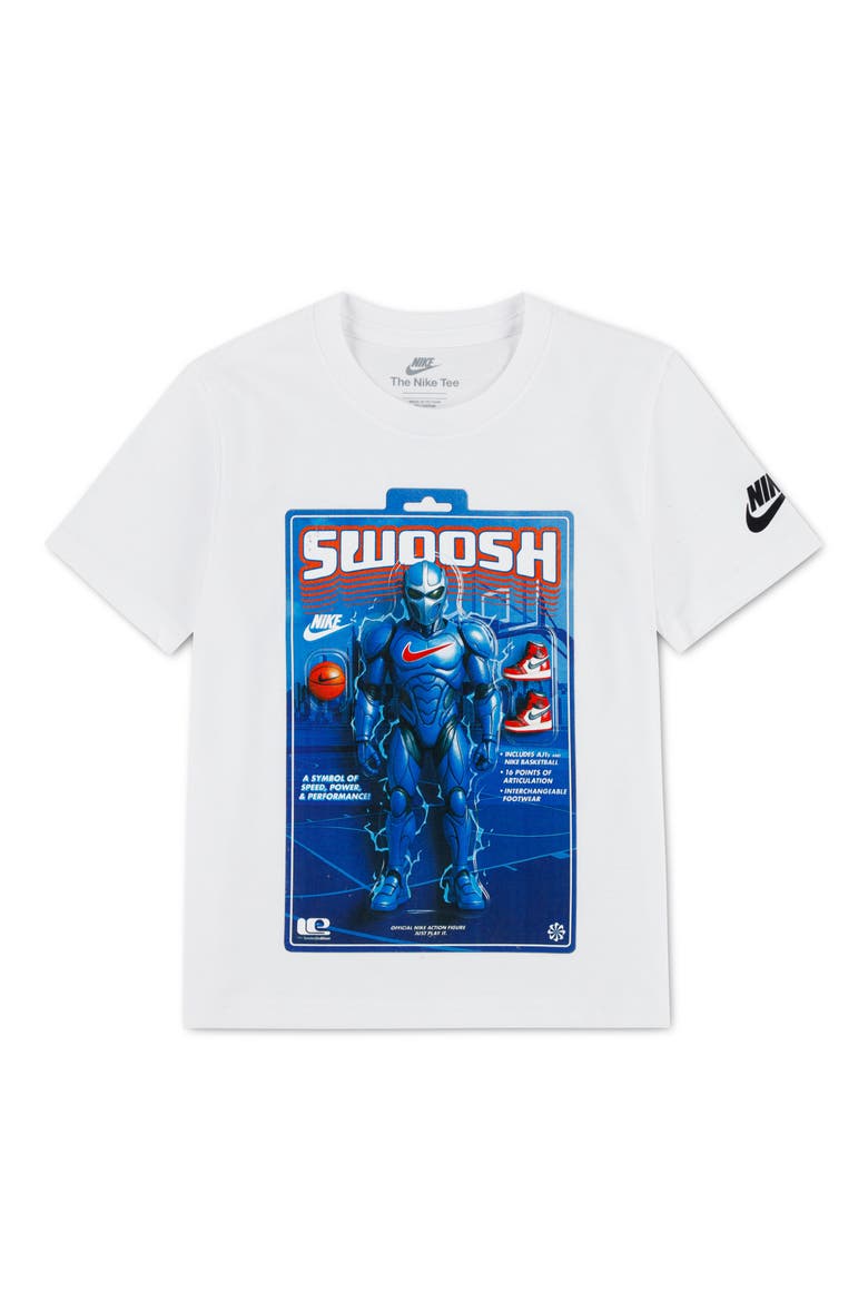Kids' Swoosh Action Figure T-Shirt, Main, color, WHITE