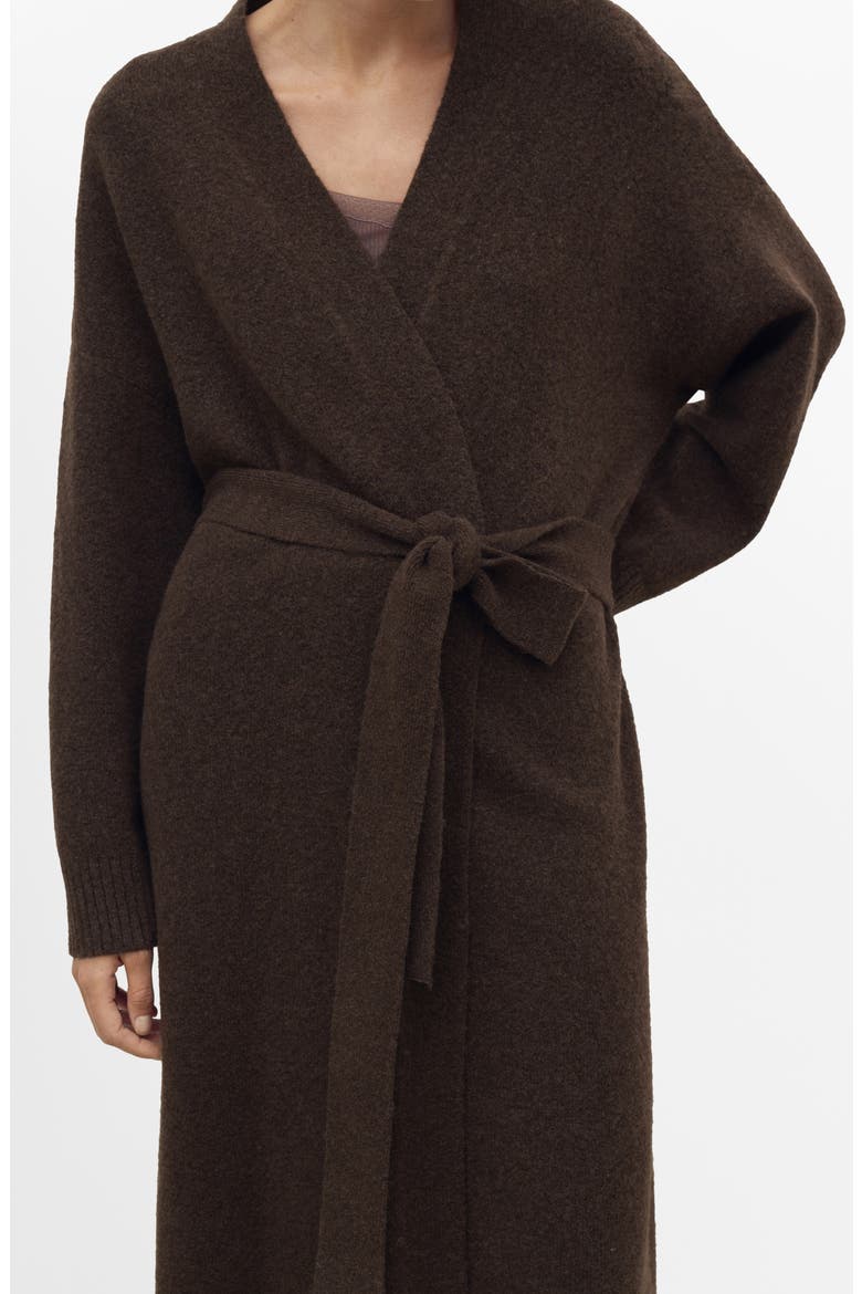 Longline Tie Belt Cardigan, Alternate, color, CHOCOLATE