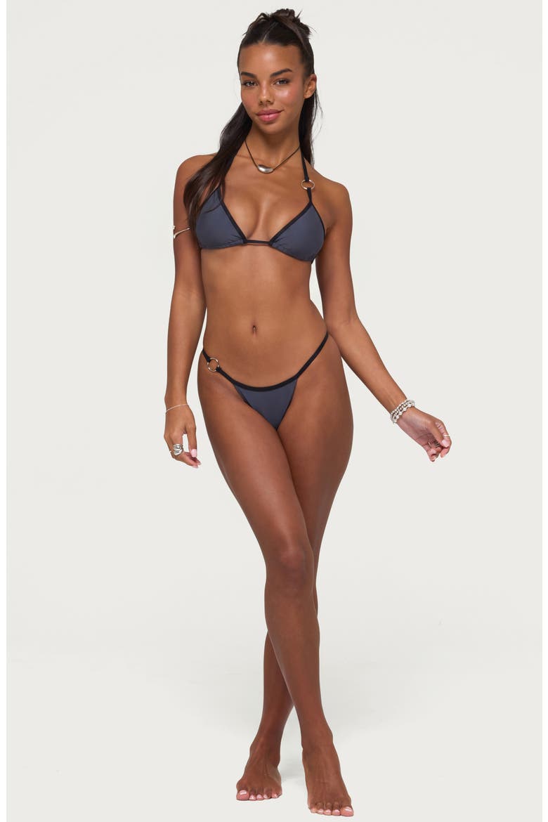 Kenni Contrast Binding Bikini Top, Alternate, color, GRAY