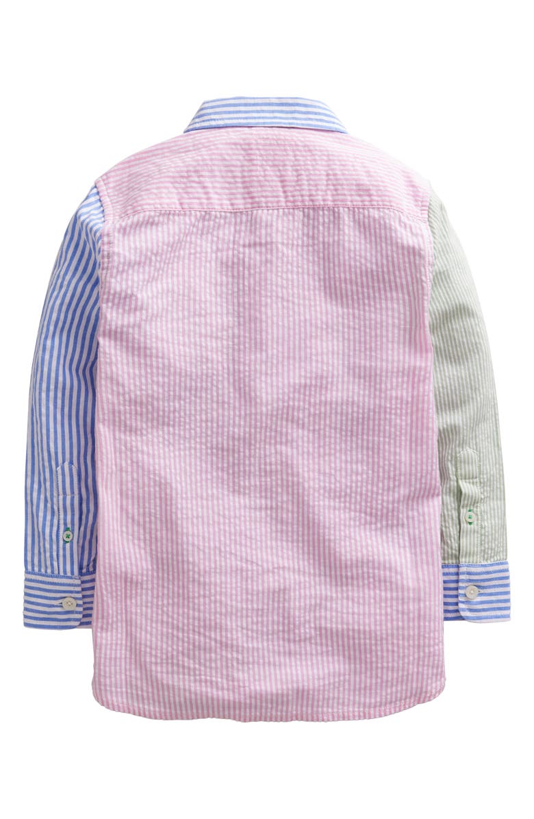 Mini Boden Kids' Hotchpotch Stripe Cotton Seersucker Button-Up Shirt, Alternate, color, 