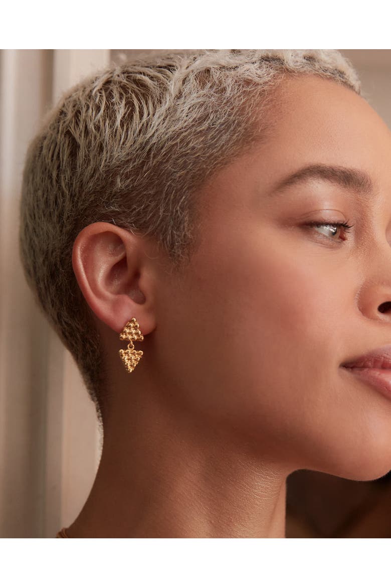 Azar Triangle Drop Earrings, Alternate, color, Brass