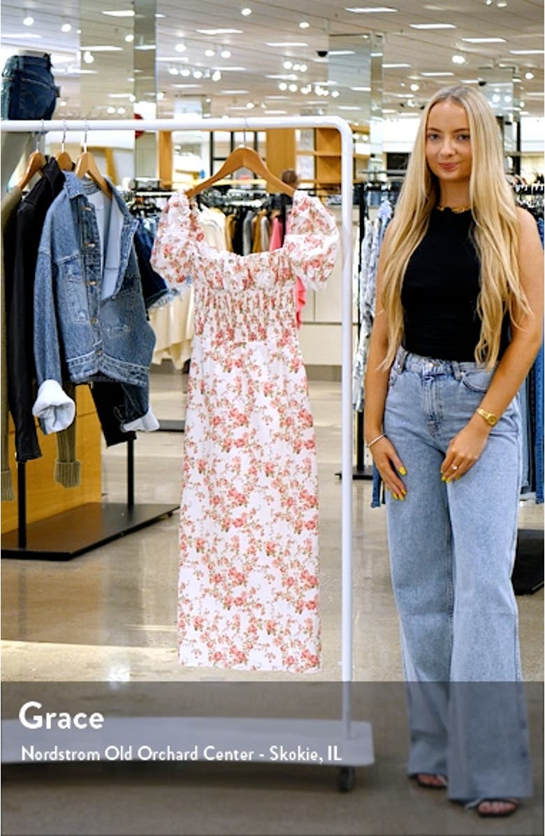 Bellucci Floral Smocked Midi Dress, sales video thumbnail