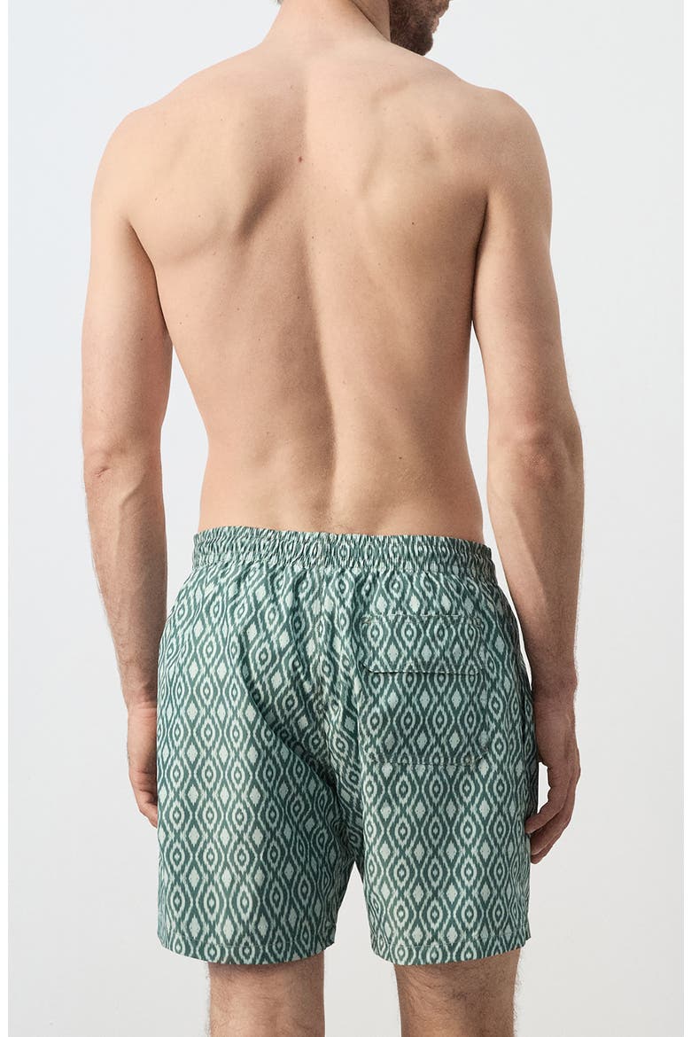 Print Swim Trunks, Alternate, color, GREEN