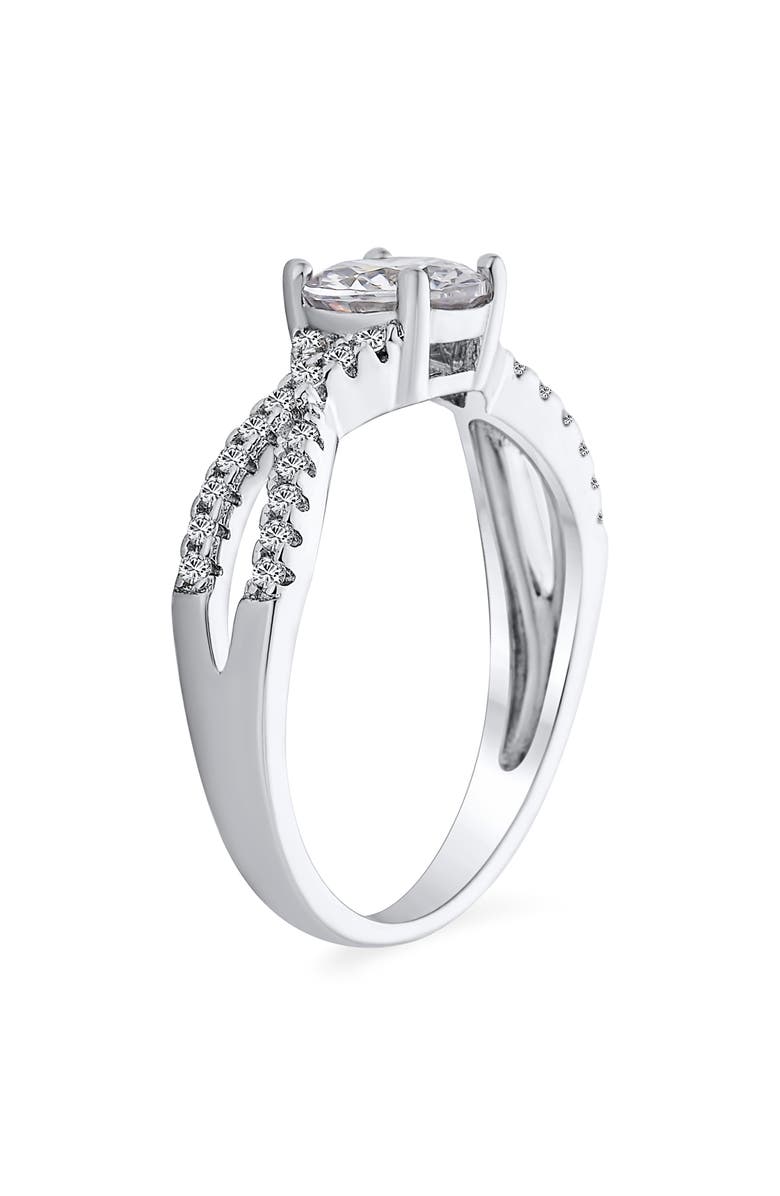 BLING JEWELRY Rhodium Plated Sterling Silver CZ Engagement Ring, Alternate, color,