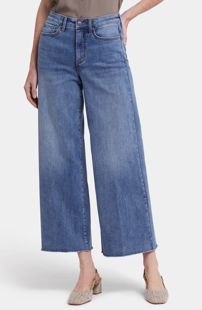NYDJ Brodi Cool Embrace<sup>®</sup> Frayed High Waist Ankle Wide Leg Jeans, Main, color, Barcelona Breeze