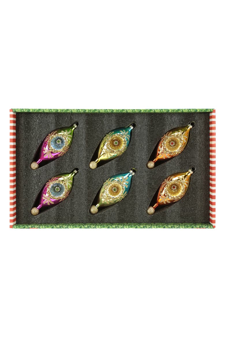 Glitter Finial Drop Ornament, Box of 6, Alternate, color, Bright Pink