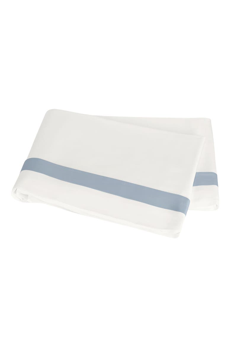 Ambrose 600 Thread Count Flat Sheet, Main, color, BONE/ HAZY BLUE