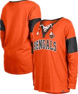 New Era Women's New Era Orange Cincinnati Bengals Lace-Up Notch-Neck Long Sleeve T-Shirt