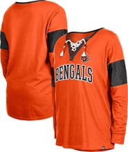 New Era Women's New Era Orange Cincinnati Bengals Lace-Up Notch-Neck Long Sleeve T-Shirt