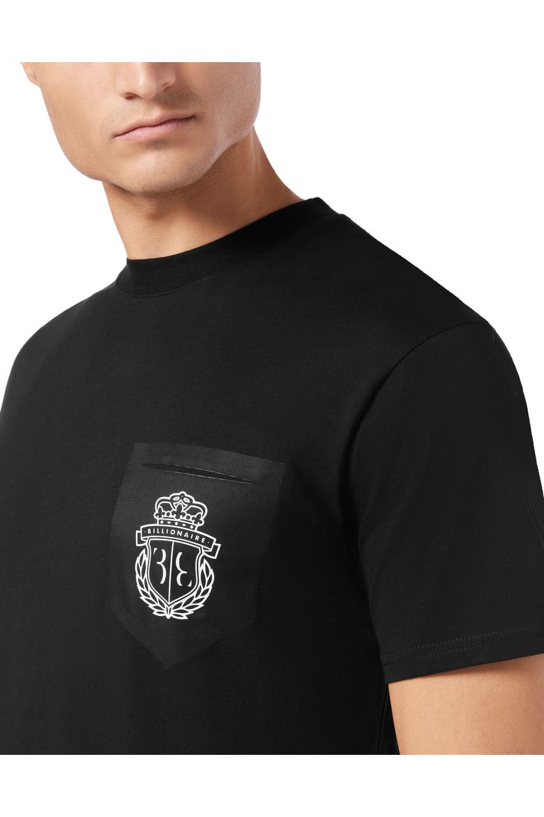 T-Shirt Round Neck Crest Men, Alternate, color, black