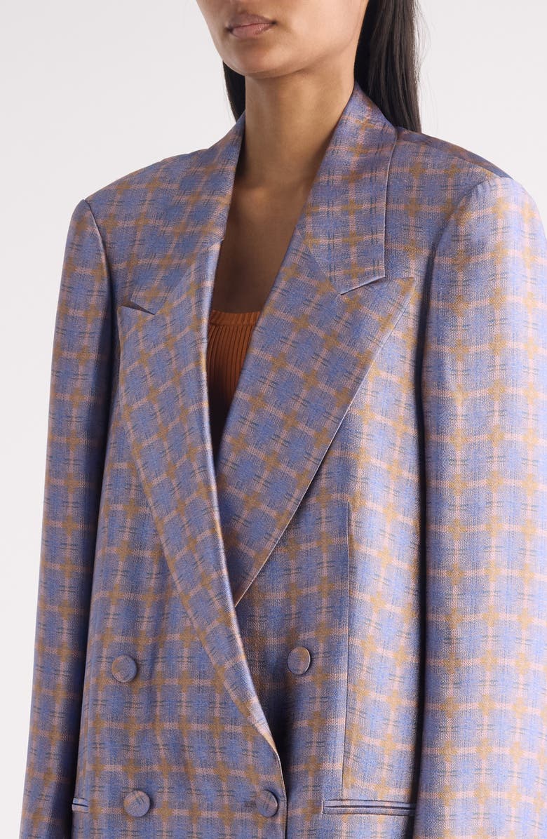 Dries Van Noten Blink Spray Check Oversize Blazer, Alternate, color, Blue/ Peach