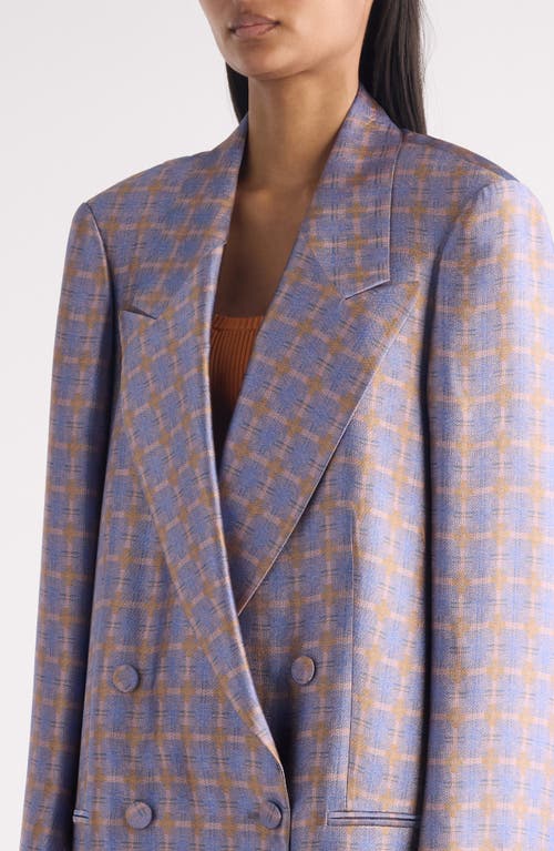 Dries Van Noten Blink Spray Check Oversize Blazer In Purple