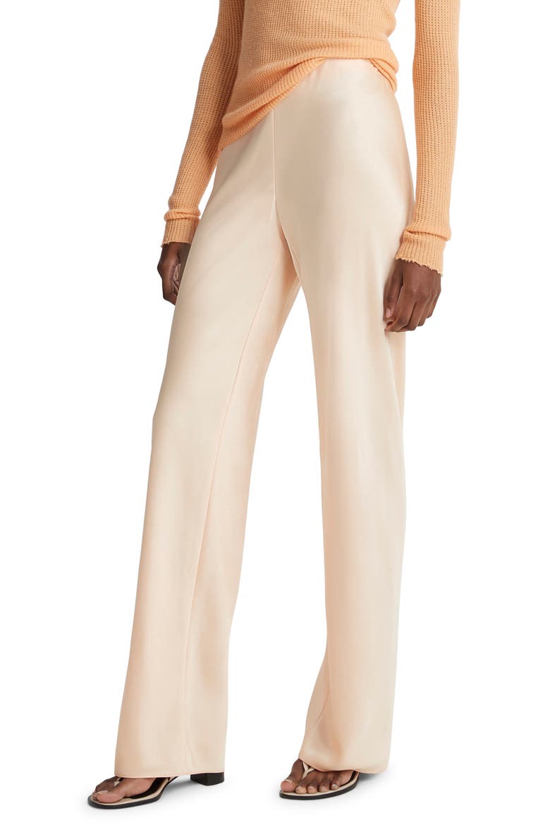 Satin Bias Cut Pants, Alternate, color, CANTALOUPE